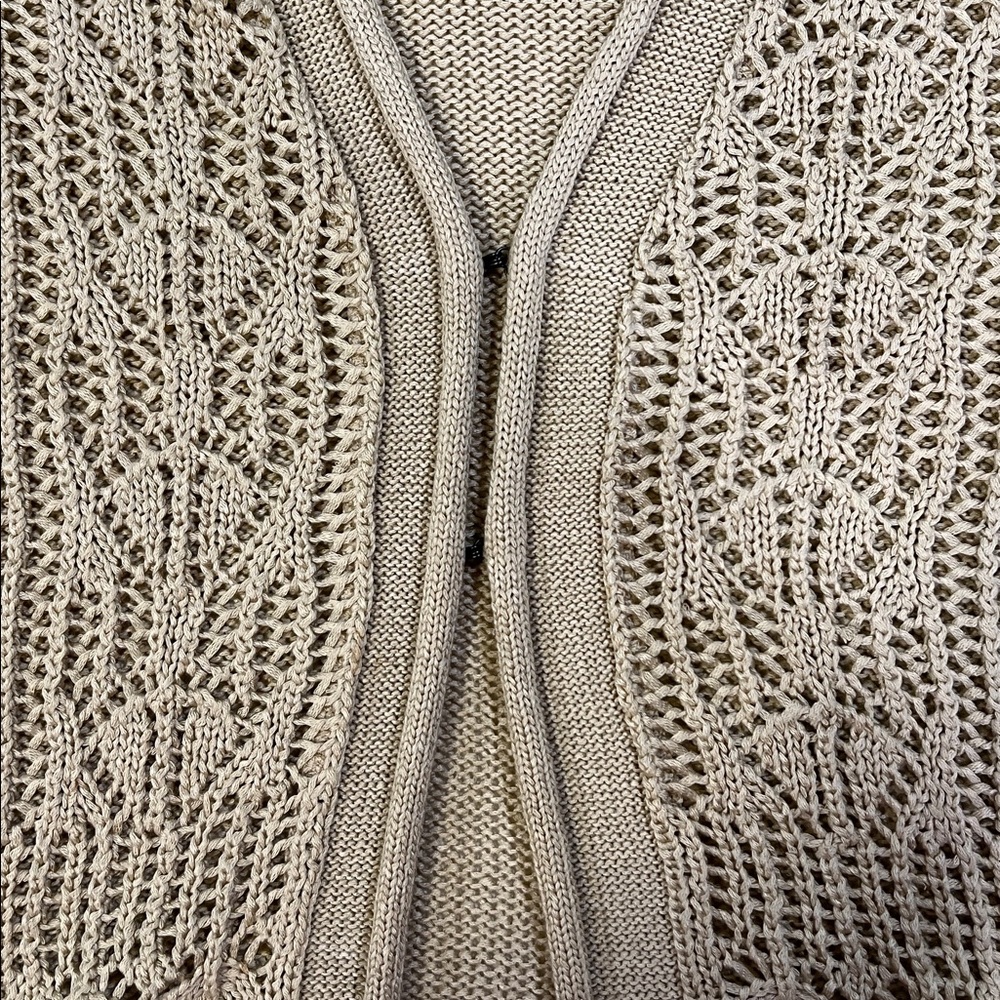 Vintage - Y2K, Beige/Tan Open-Knit Women's Cardigan, M - Picture 6 of 8